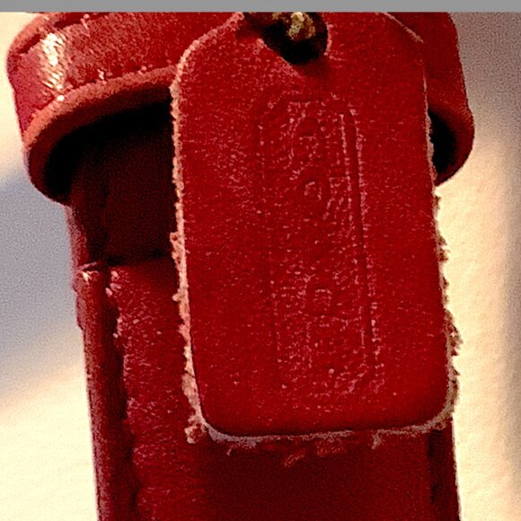 Vintage Coach Leather Belt Brass Buckle Cherry Red Size L, 38 inches long - Picture 5 of 8